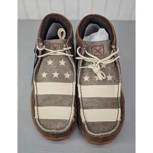 Twisted Mens Chukka Driving Moc MDM0075 Size 12M Brown/Ivory USA Flag Casual NOB